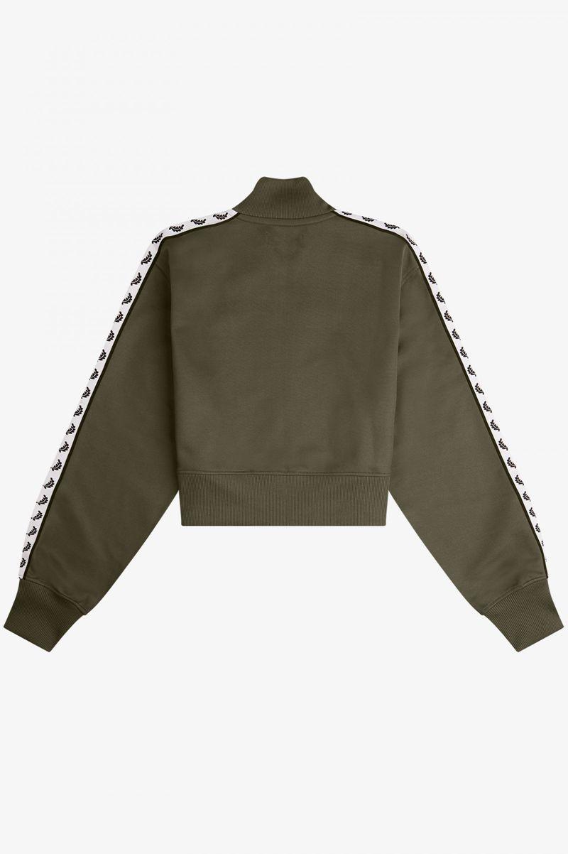 Green Fred Perry Cropped Taped Track Men's Jackets | PH 1189VRWD